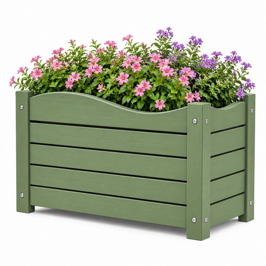 Fioriera da giardino rialzata verde in PP rettangolare 80 x 40 x 60 cm