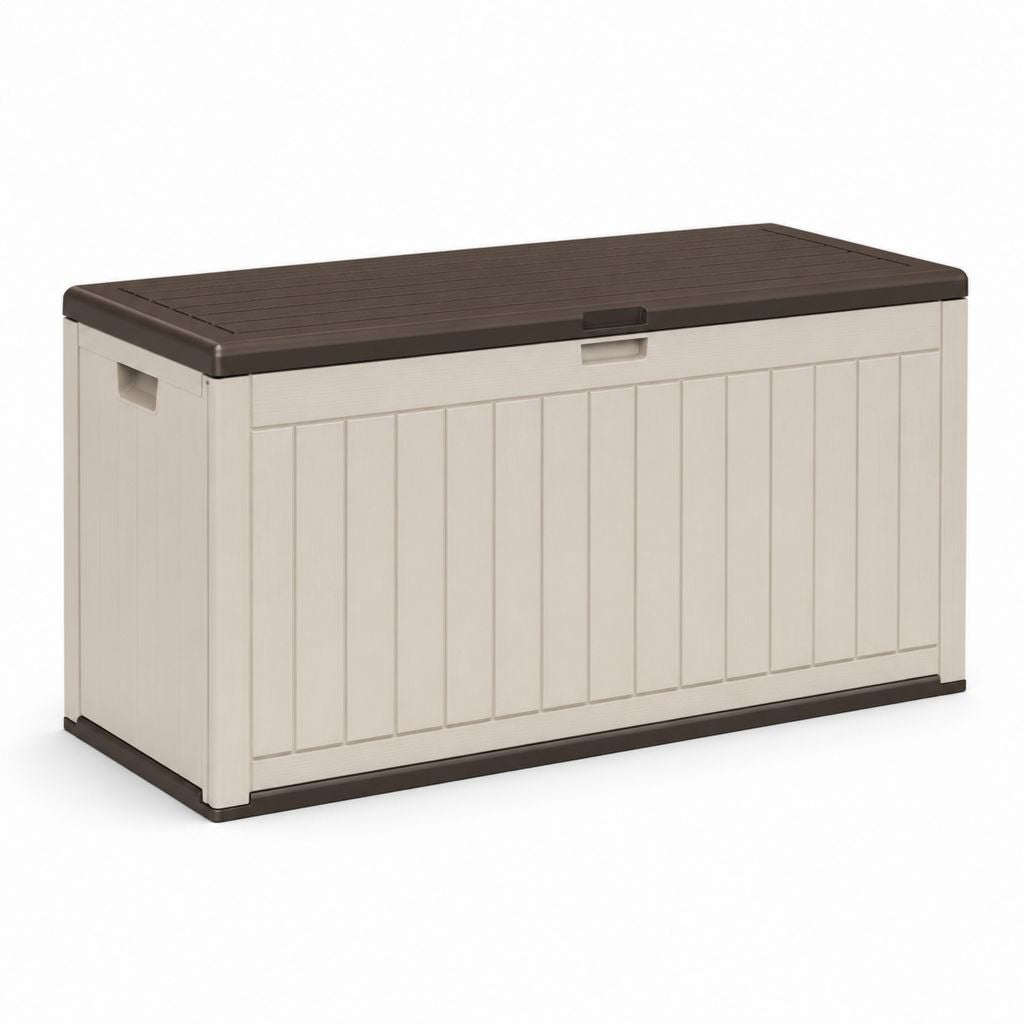 Baule da giardino in polipropilene beige e marrone rettangolare 116.7 x 44.7 x 57 cm 270 L