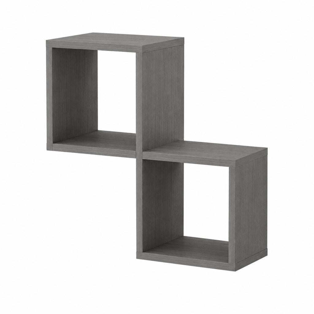 Scaffale da soggiorno a 2 cubi grigio in truciolare 60 x 30 x 60 cm