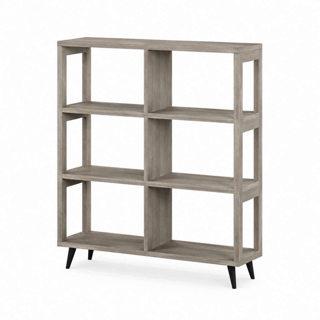 Libreria a 6 vani grigio rovere in pannello truciolare 120 x 30 x 150 cm