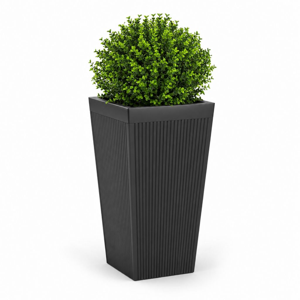 Vaso da fiori alto quadrato nero in polipropilene 30 x 30 x 75 cm