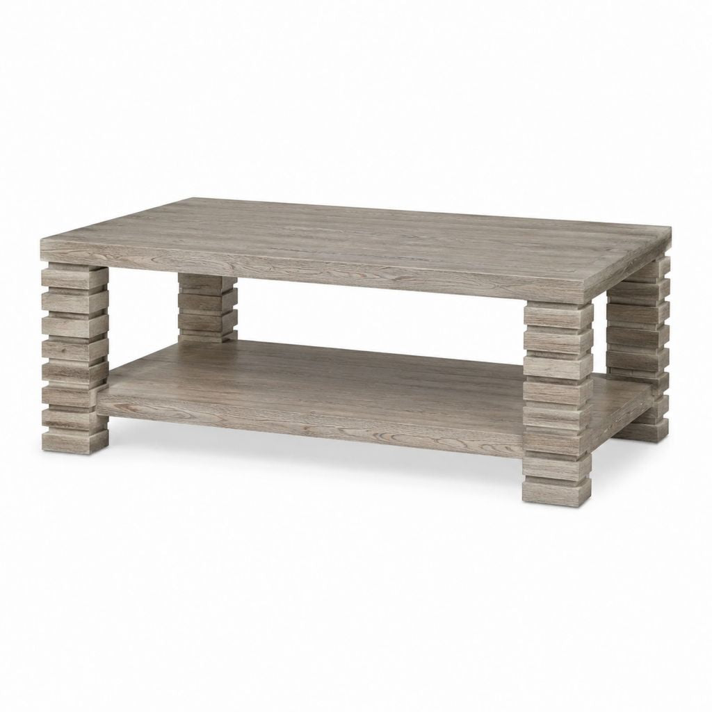 Tavolino da caffè rettangolare grigio rovere in MDF 120 x 60 x 45 cm
