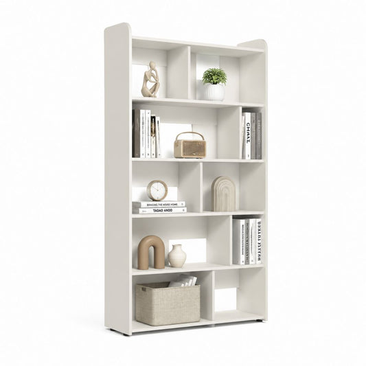 Libreria bianca in pannello truciolare nobilitato 80 x 30 x 180 cm con 11 vani