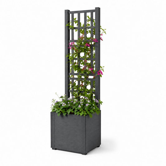 Fioriera quadrata con grigliato da esterno antracite in PP 43 x 43 x 142 cm