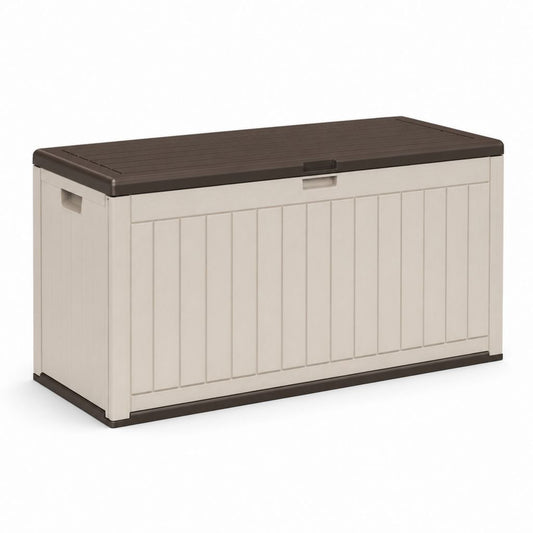 Baule da giardino in polipropilene beige e marrone rettangolare 116.7 x 44.7 x 57 cm 270 L