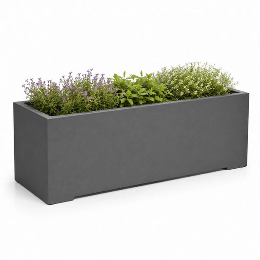 Fioriera rettangolare da esterno grigio antracite in polipropilene 80 x 30 x 30 cm