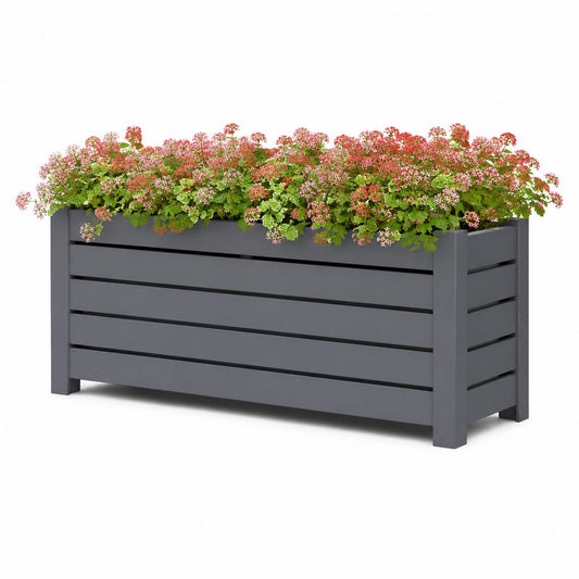 Fioriera rialzata da giardino grigia in legno massello di pino rettangolare 120 x 40 x 45 cm