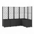 Fioriera con graticcio pieghevole 6 pezzi nera in PP 258 x 43 x 142 cm