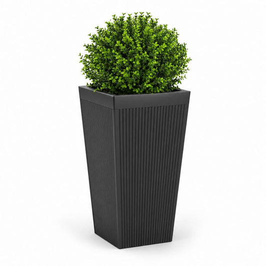 Vaso da fiori alto quadrato nero in polipropilene 30 x 30 x 75 cm