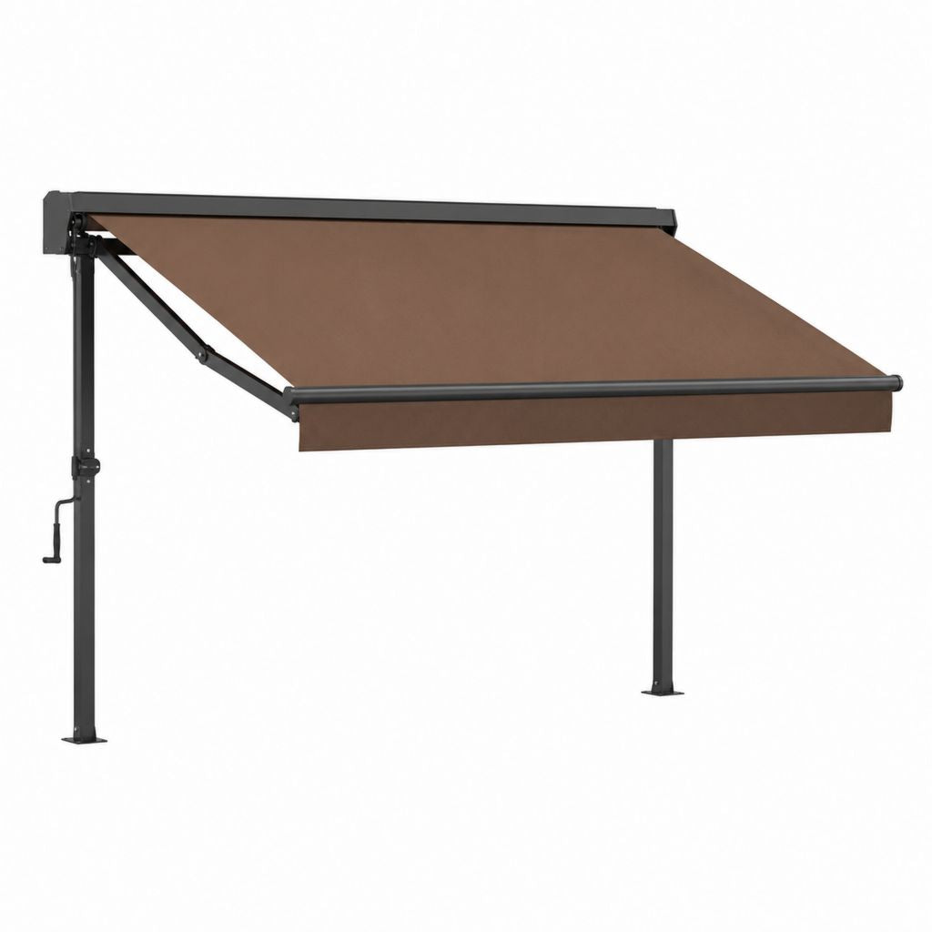 Tenda da sole autoportante a manovella marrone in poliestere e acciaio 300 x 250 cm