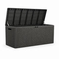 Baule da giardino nero in polipropilene effetto rattan 120 x 56 x 63 cm 420 L