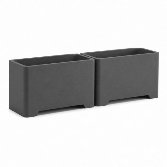 Set di 2 fioriere rettangolari grigio antracite in polipropilene 50 x 20 x 25 cm