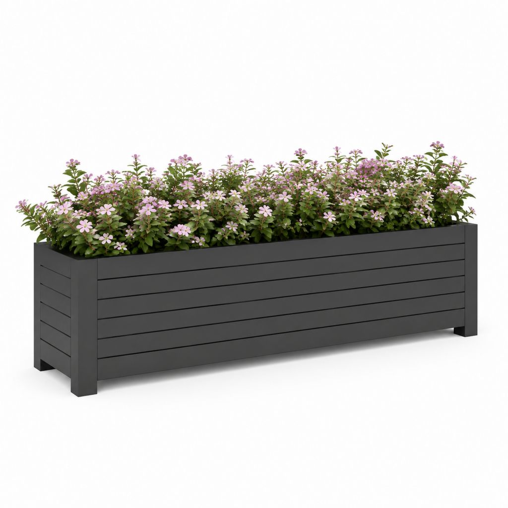 Fioriera rialzata da giardino nera in polipropilene rettangolare 100 x 40 x 40 cm